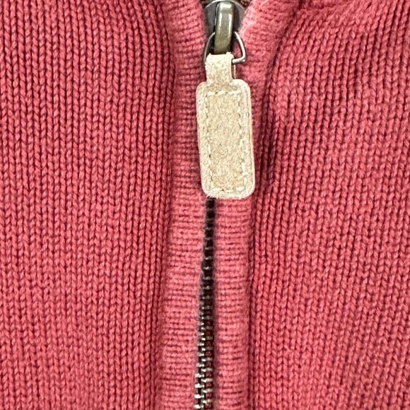 Eddie Bauer Sweater Mens Large 1/4 Zip Orange Cotton Long Sleeve Ribbed Cuffs - Picture 4 of 8